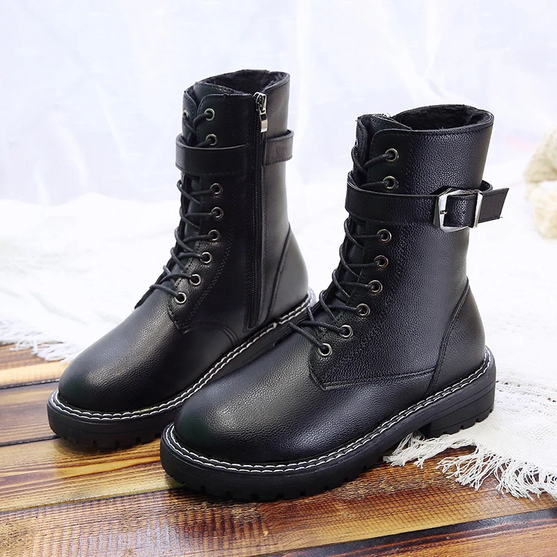 Najtaniej 2019 nowe buty damskie zimowe zasznurować białe buty buty zachodnie kowbojki damskie buty marki czarne ciepłe futrzane botki platformy