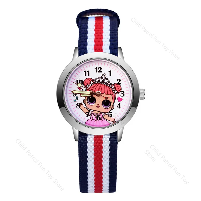 

LOL Surprise Dolls Cartoon Pretty Girl Style Children's Lol Quartz Watch Kids Student Gifts for Girls Nylon Strap Wrist Watches