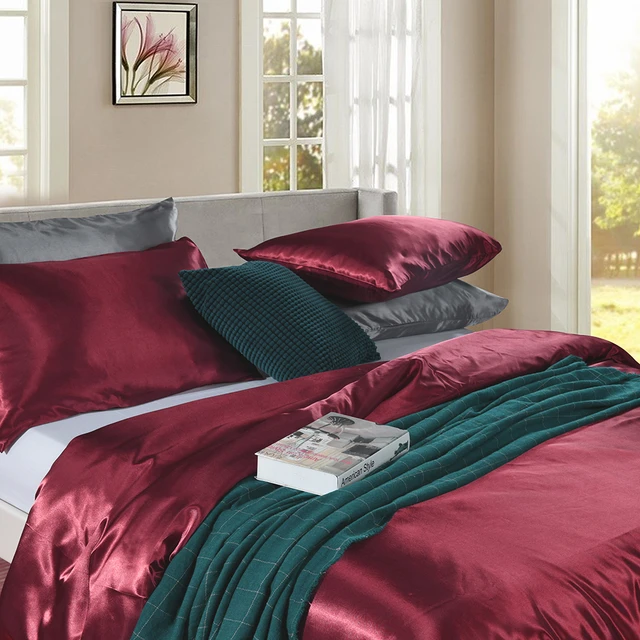 Move Over White Satin Ruffle Bedding Sets Solid Color Pattern Silk