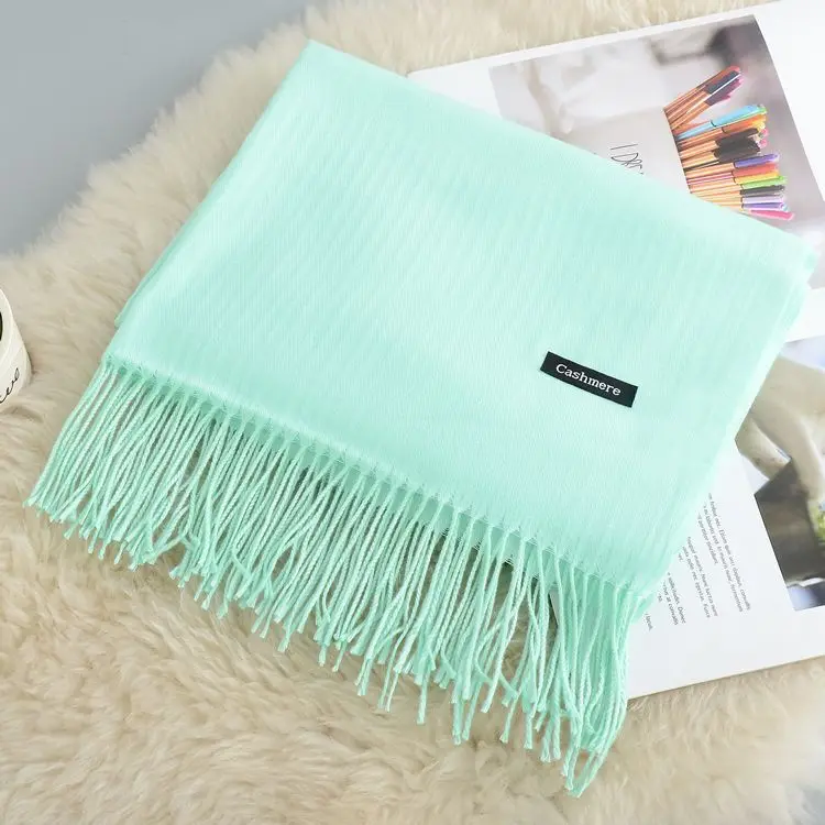 Mint Scarf Кашемировый женский шарф новая теплая шаль Foulard Femme пашмины платок Шерстяной палантин голова шеи длинные зимние шарфы для женщин - Цвет: Mint Scarf