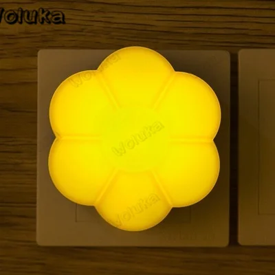 light control 10pcs/lot Cartoon LED Night Light AC110-220V Light Control Wall Lamp With US Plug For Kid/Baby Bedroom Bedside Lamp CD50 W05 - Color: light control