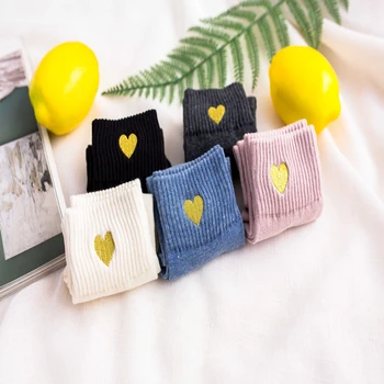 

5 Pairs/ Socks Women Cotton Socks Women Spring and Summer Embroidered Gold Silk Socks Trendy Socks