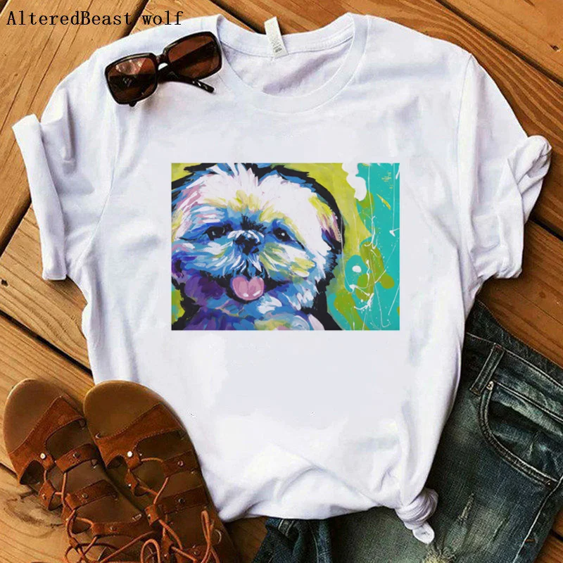 

Футболка Shih Tzu для мамы с надписью Pop Dog Art и надписью «Love Mom»