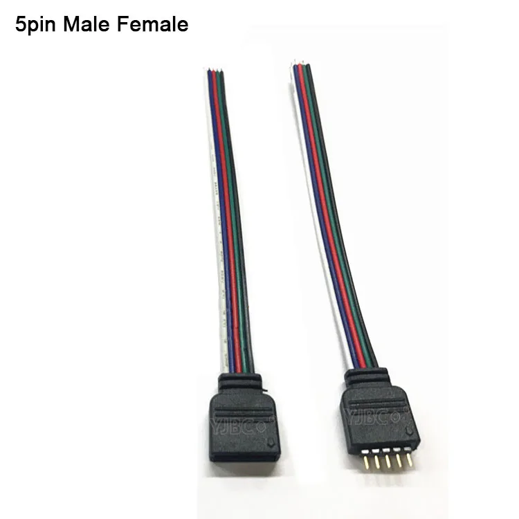 

Free Shipping 5pcs 5Pin RGBW Male Female plug 15cm Wire led Connector sheathed cable For SMD 505 RGBW led strip lighting