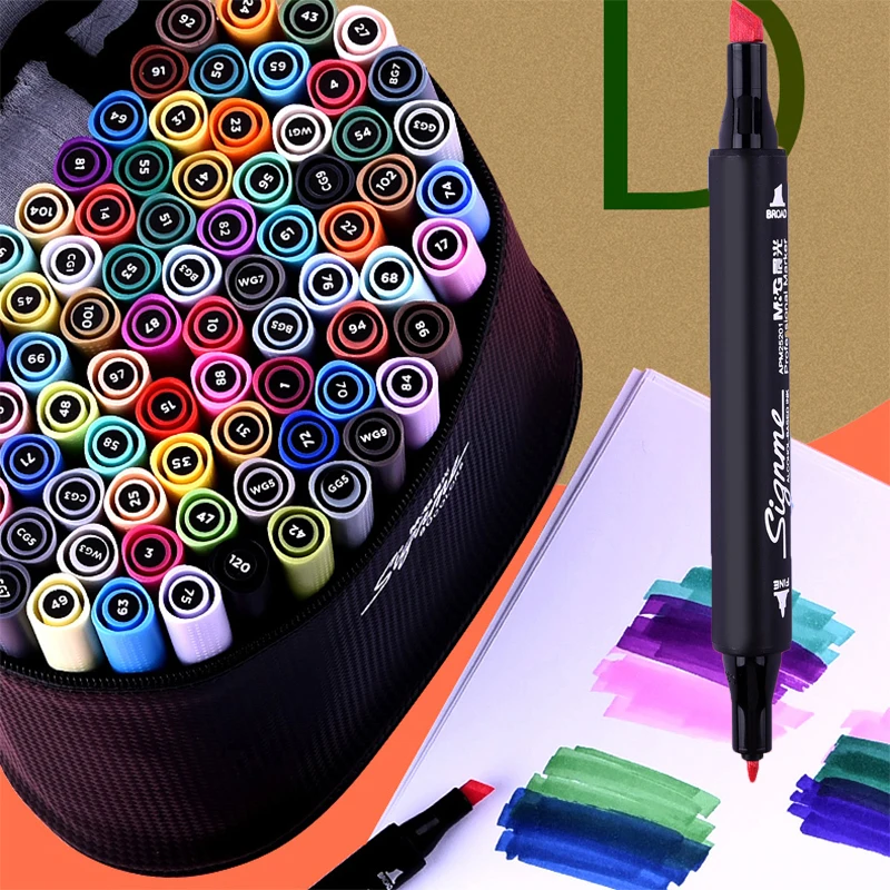 MG 80 цветов Двойные наконечники Маркер ручки на спиртовой основе для рисования дизайн каракули маркер анимация манго