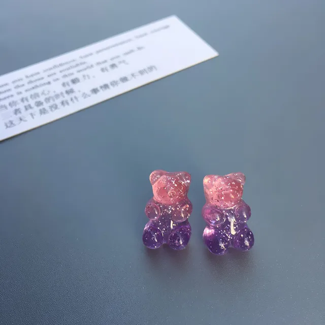 Creative Little Bear Cute Mini Gradient Color Gummy Bear Earrings Minimalist Cartoon Design Female Earrings Jewelry Gift 7