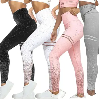Pantalones de Yoga con estampado para Mujer, Mallas Deportivas de cintura alta doradas para Fitness, Mallas Deportivas Push Up para gimnasio