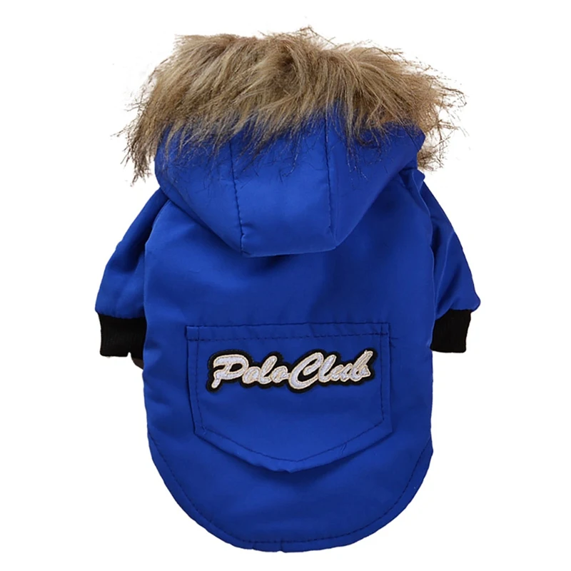 Зимняя одежда для собак пуховая куртка с меховым воротником для собаки чихуахуа теплая одежда для маленьких собак Одежда для щенков - Цвет: blue