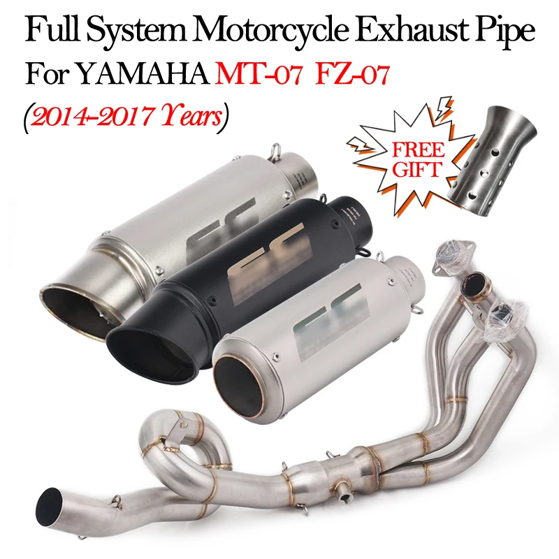 

Full System Motorcycle Exhaust DB Killer Modified Escape Moto Pipe For YAMAHA MT07 FZ07 MT-07 FZ-07 MT 07 FZ 07 2014-2019 Years
