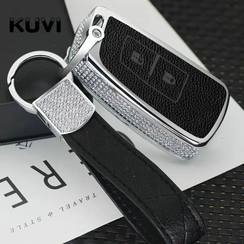 black with keychain 2 кнопки роскошный Алмазный Автомобильный Брелок дистанционного управления с ключом Оболочка Чехол для Nissan X-Trail Juke Qashqai Micra Pulsar 14 15 16 17 18 лет - Название цвета: black with keychain