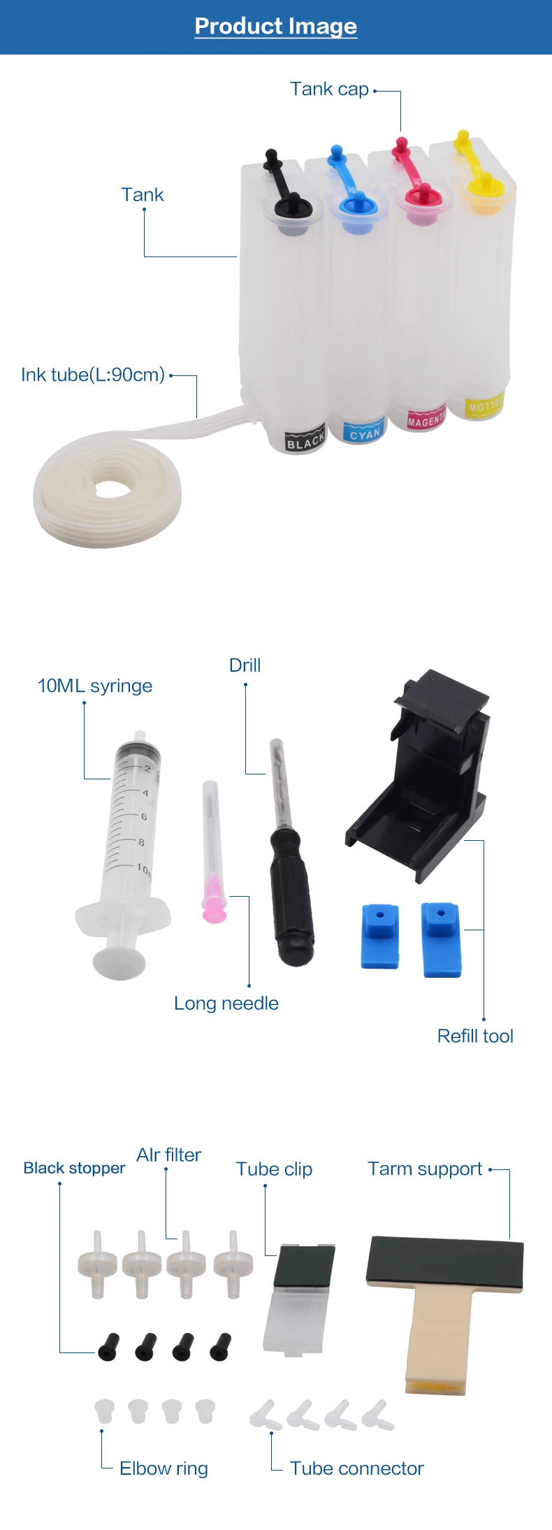 CISS tanque de tinta, DIY Kits, tinta