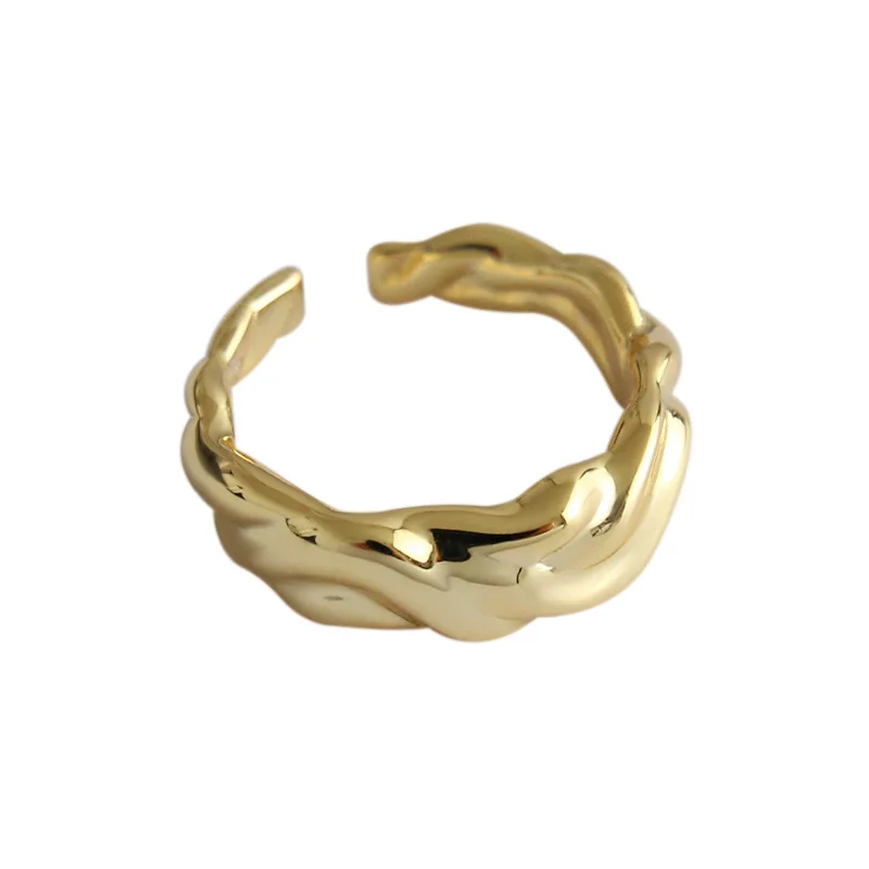 JAECLNCY 925 Sterling Silver Ring Uneven Surface Hyperbole Open 18k Gold For Women Elegant Fine Jewelry Accessories | Украшения и