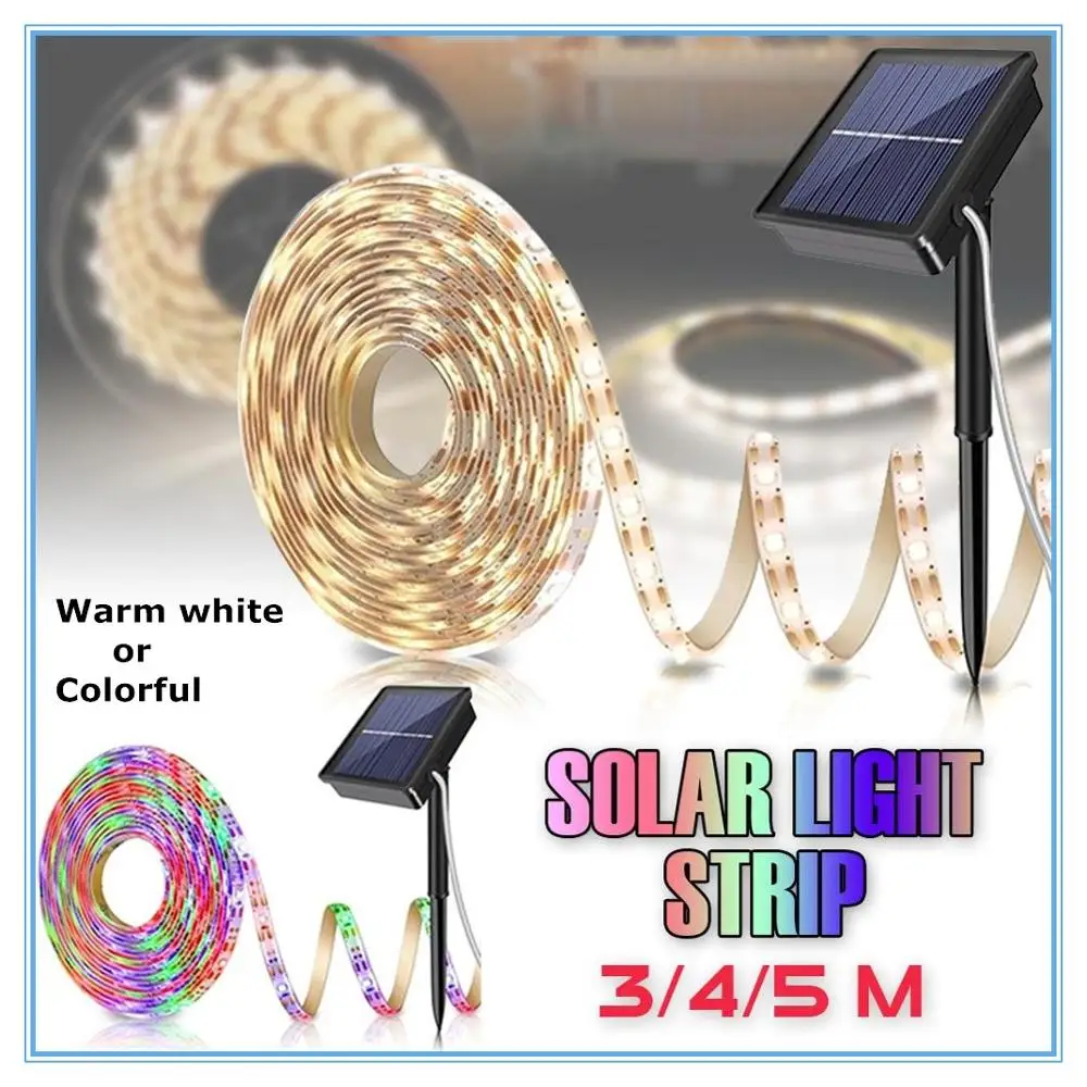

NEW 8 Modes 5M 150LED Solar Power Strip Light SMD2835 Flexible Lighting Ribbon Tape Waterproof LED Strip Garden Xmas Decor