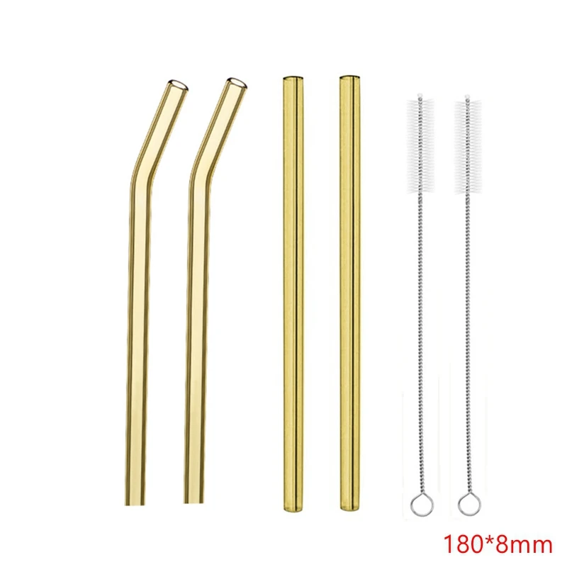 yellow 4pcs Стеклянная соломинки многократного использования питьевая стеклянная трубка экологически чистая с чистящей щеткой для бара холодных напитков события партия поддерживает поставки - Цвет: yellow 4pcs