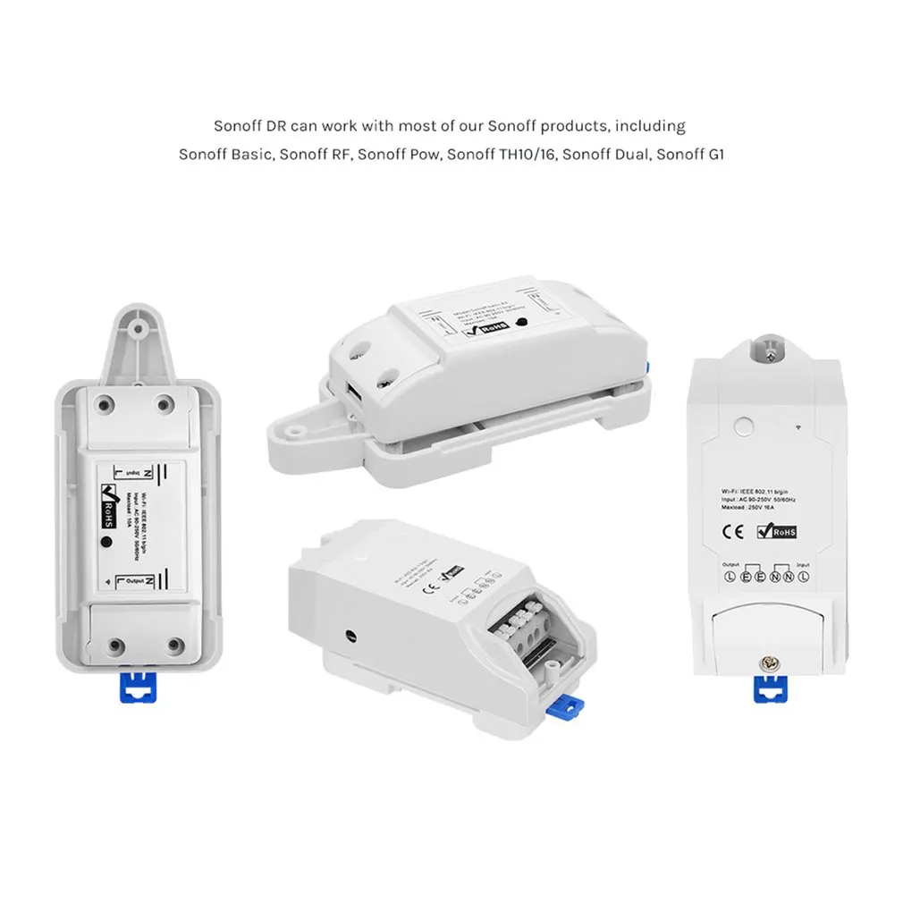 Dr Din Rail лоток Регулируемый установленный рейку чехол держатель для Wi-Fi дистанционное управление переключатель Sonoff Basic/RF/Pow/TH10/16/Dual