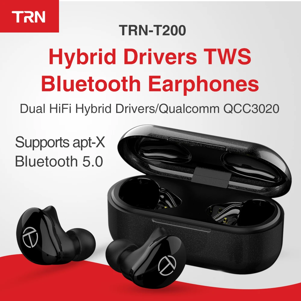 

TWS Hybrid Drivers Bluetooth Earphone Aptx/AAC/SBC Apt-x V5.0 Bluetooth Earphone TRN T200 Earbuds QCC 3020 TRN V80/V90/V20/X6