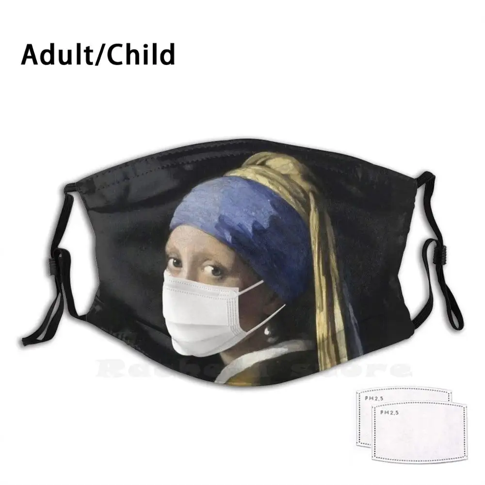 

Girl With Pearl Earring Self Isolating Face Mask Adult Kids Anti Dust Filter Diy Mask Girls Pearl Earring Self Isolating Social
