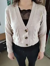 Knit Cardigan Short Sweter Women Jacket High-Waist Solid-Color Winter New Small Autumn