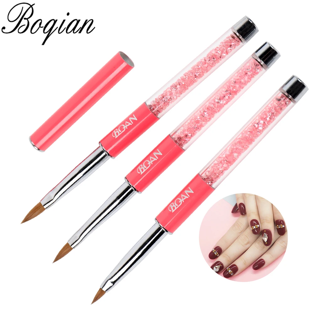BQAN розовый гвоздь акриловая резьба художественные Кисти Колонок Соболь ручка съемная ручка с крышкой