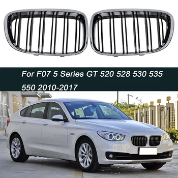 

For-BMW F07 5 Series GT 520 528 530 535 550 2010-2017 Chrome+Black Front Bumper Hood Kidney Grill Grille