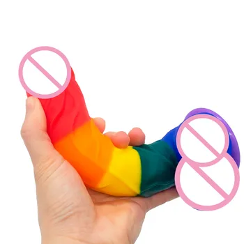 Rainbow Simulation Dildos Masturbator Clitoris Stimulator Silicone Penis Sex Toys for Women Erotic Sex Appeal Tools for Adults 3