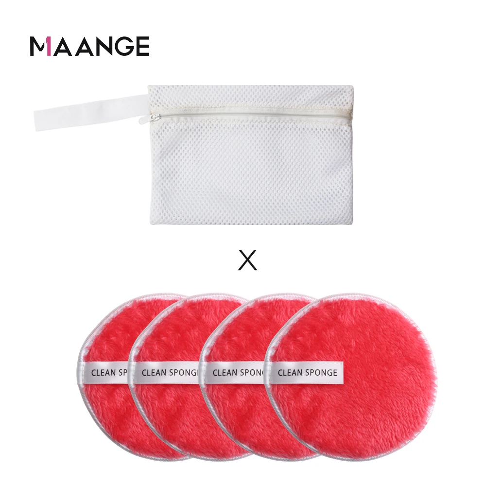 4Pcs Microfiber Makeup Remover Towel With Bag Face Plush Puff Reusable Cleansing Cloth Pads Natural Soft Cleaner Makeup Tools - Цвет: 4pcs with bag B