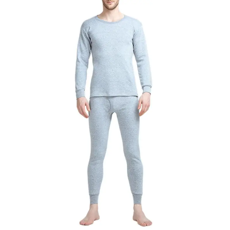 Mens Thermal Underwear Autumn Winter Plus Velvet Thicken Solid Long Sleep Suit Casual Winter Clothes Mens Warm Pants Winter Sets
