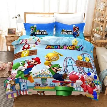 

Super Mario 3d World Odyssey Game Pattern King Queen Size Comforter Bedding Set Kids Printed Duvet Cover Set Pillowcase