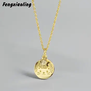 

Fengxiaoling High Quality Fashion Hot Sell Link Chain 925 Sterling Silver Simple Small Fish Round Pendant Necklaces For Women