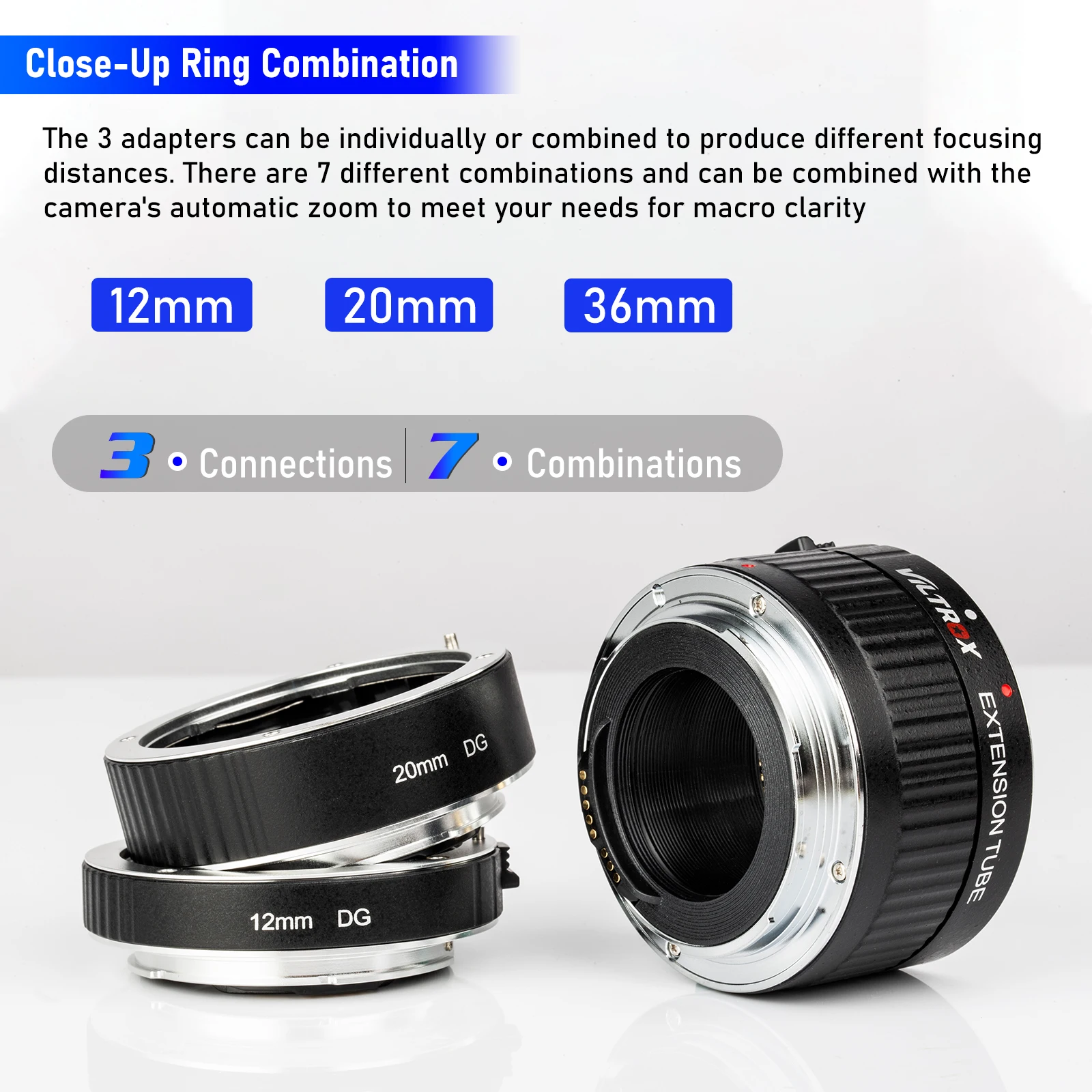Viltrox-adaptador de Lente de Tubo com Foco Macro para Canon Automático Extensão 1500d 850d 77d 60d 5d Mark iv Iii 7d ii 80d 1ds af Eos 2000d - Image 5