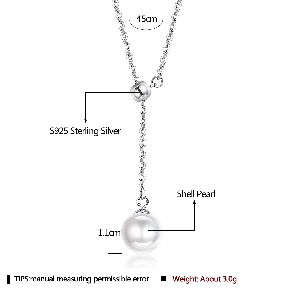 SILVERHOO 925 Sterling Silver Necklaces Shell Pearl Elegant Pendant Necklace For Women Smooth Bead Fine Jewelry Hot Selling Gift
