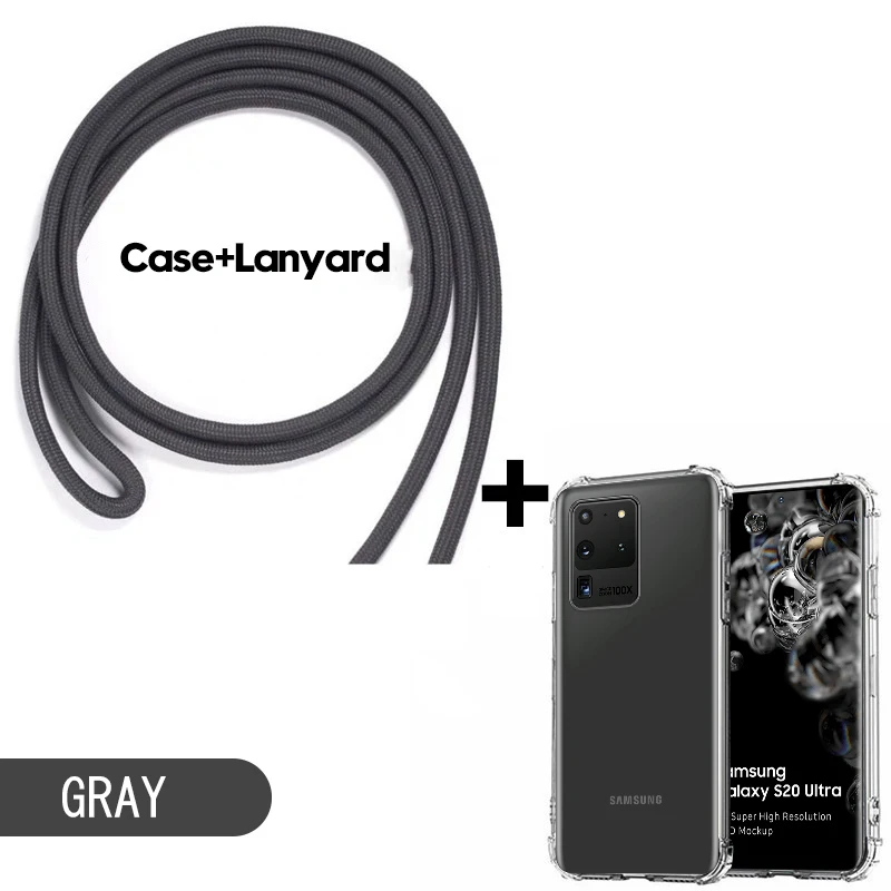 Transparent Soft Silicone Phone Case with Neck Strap Lanyard