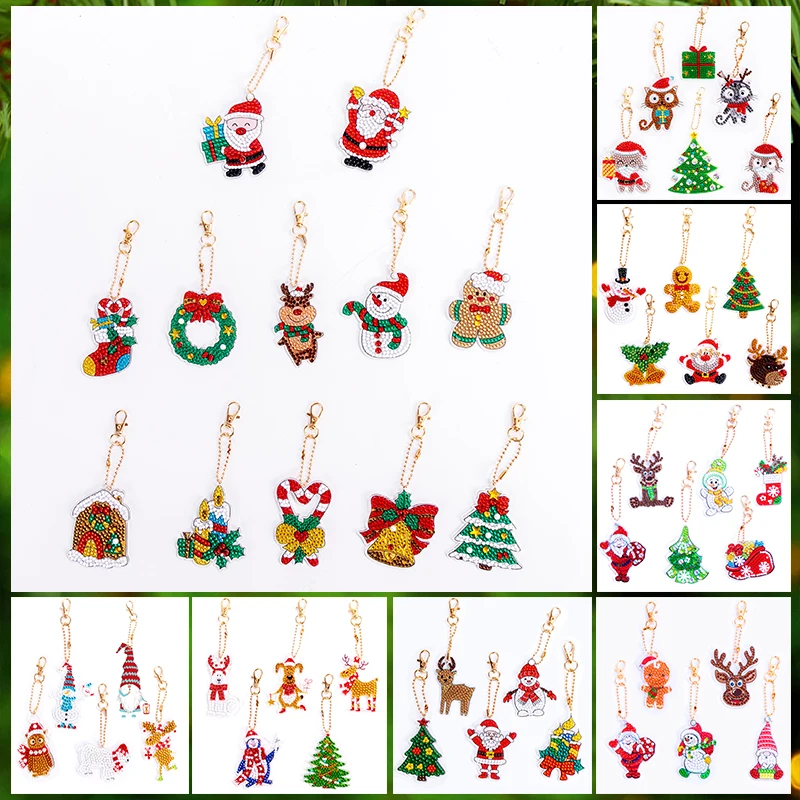 2021 New Children's Diamond Painting Cartoon Keychain 5D Christmas Ornaments DIY Bag Pendant Kit | Дом и сад