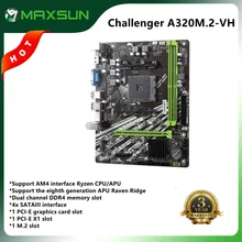 MAXSUN Full New Motherboard AM4 A320M.2-VH Challenger AMD DDR4 memory slots Rams PCI-E M.2 slot ssd VGA mainboard for desktop