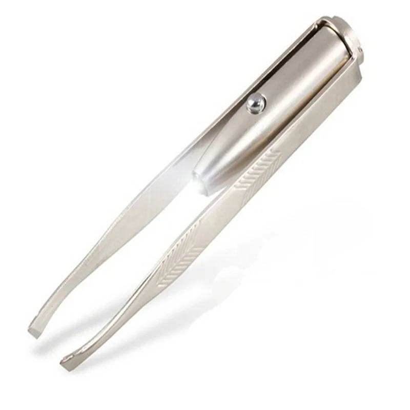 Портативный Женский пинцет для бровей из нержавеющей стали светодиодный Пинцет