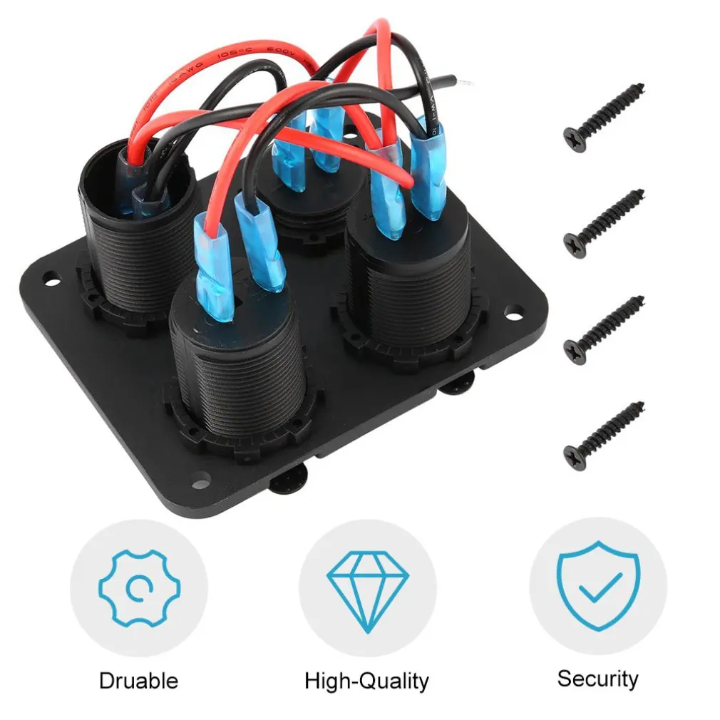 Автомобильное зарядное устройство с двумя usb-портами+ светодиодный вольтметр+ розетка питания 12-24 В+ переключатель включения 4 в 1 Автомобильный МОРСКОЙ лодочный светодиодный переключатель