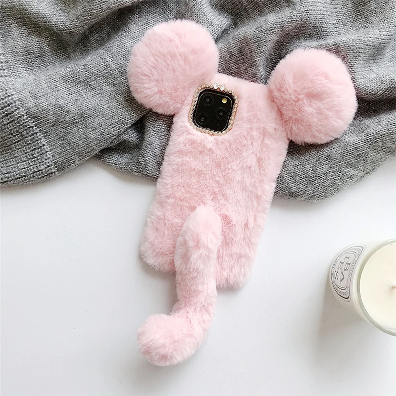 

3D Cute Cartoon Case For iPhone 11 Pro X XR XS Max 8 7 6 6S Plus Fluffy Furry Fur Hair Phone Case For iPhone 5 5S 5C 4 4S Cover