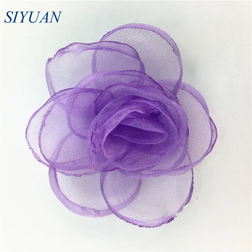 12-lavender 5 шт./лот 6 см многослойная ВЫШИТАЯ Шелк парадный вечерний костюм с марлевым цветком с заколка для волос для девочек элегантный головной убор аксессуары H0284 - Цвет: 12-lavender