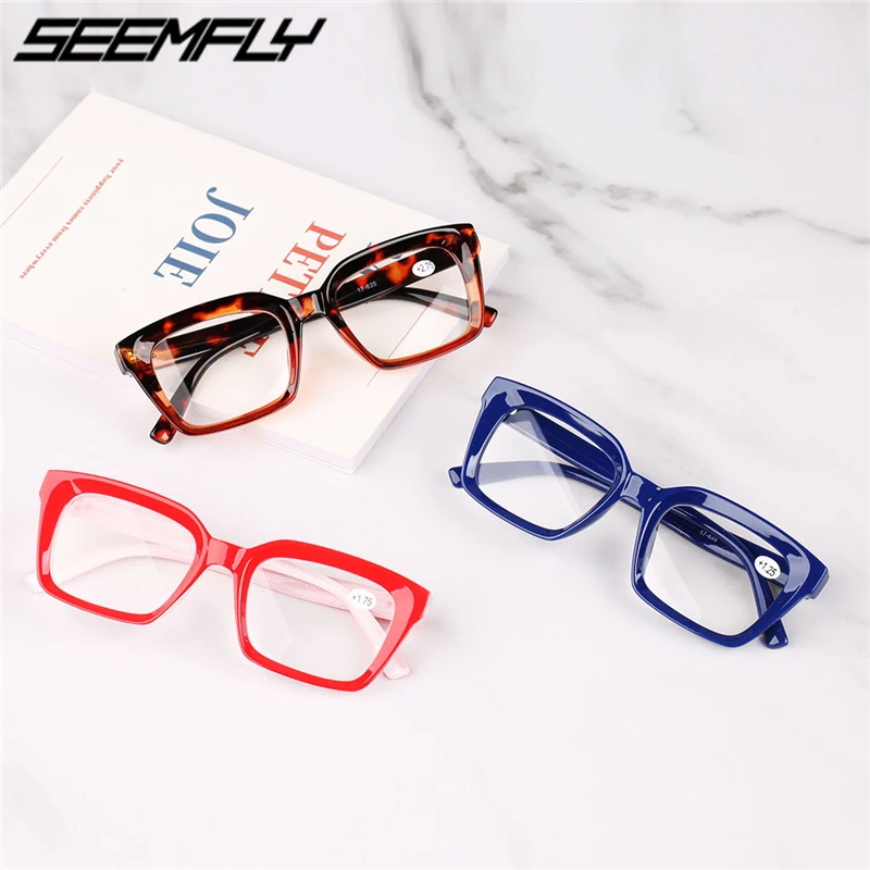 

Seemfly Ultralight Reading Glasses Men Women Square Frame Eyeglasses Anti-fatigue Presbyopic Eyewear +1.0 +1.5 +2.0 +2.5 Unisex