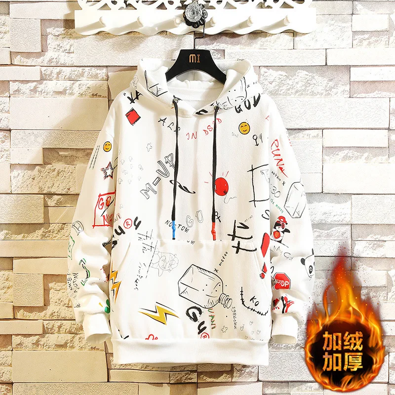 

Moyi Ink Tide Card 2019 Winter Keep Warm Loose Sweater Even Hoodie Male Tide W19181