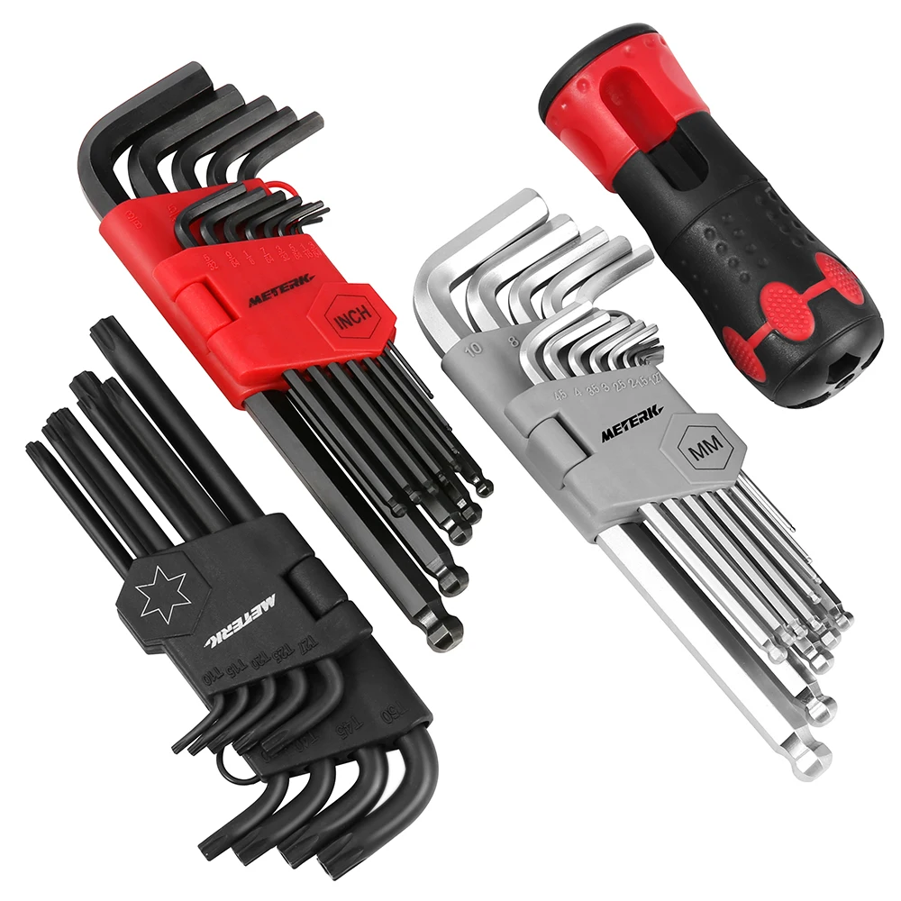

Meterk 36PCS Allen Universal Wrench Set Tool Kit Long Arm Ball End Hex Key Socket Head Screw Wrench for Bicycle Repair Tool Key