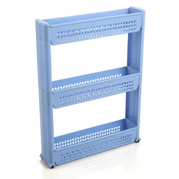 

HOT-1/Pc Gap Storage Shelf Kitchen Storage Rack Shelf Slim Slide Tower Movable Assemble Plastic Bathroom Shelf Wheels Space 3 La