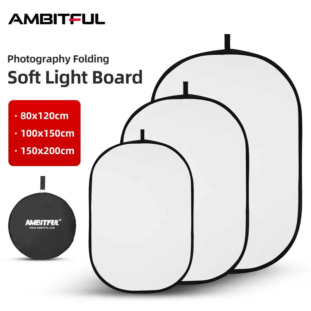 AMBITFUL 80x120cm 100x150cm 150 x 200cm Portable Oval Multi-Disc Transparent White Reflector Collapsible Studio Photo Diffuser