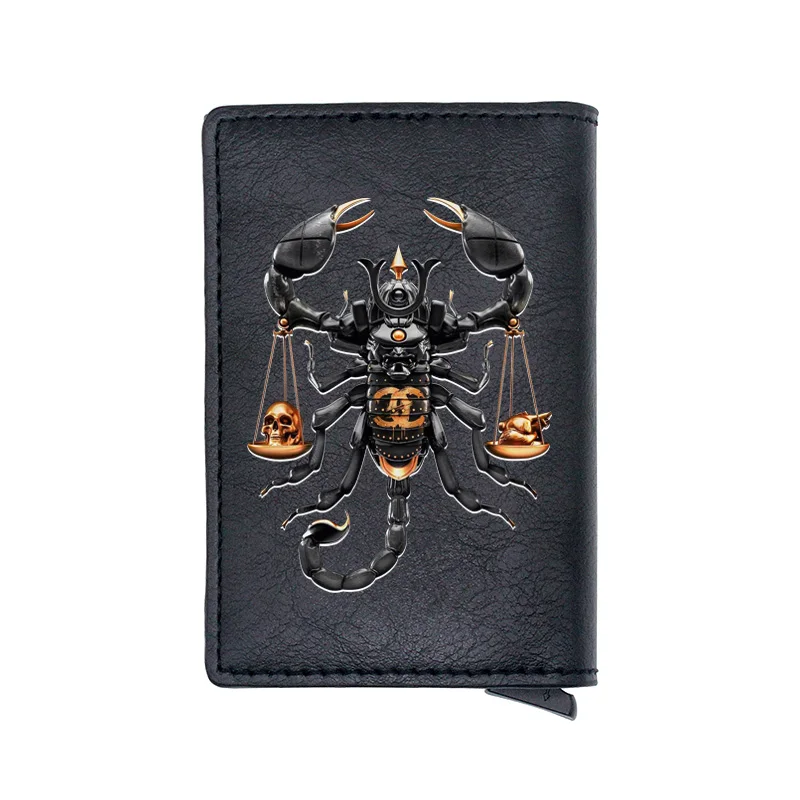 

Cool Men Scorpion Design Leather Card Holder Wallet Unisex RFID Aluminium Slim Leather Purse