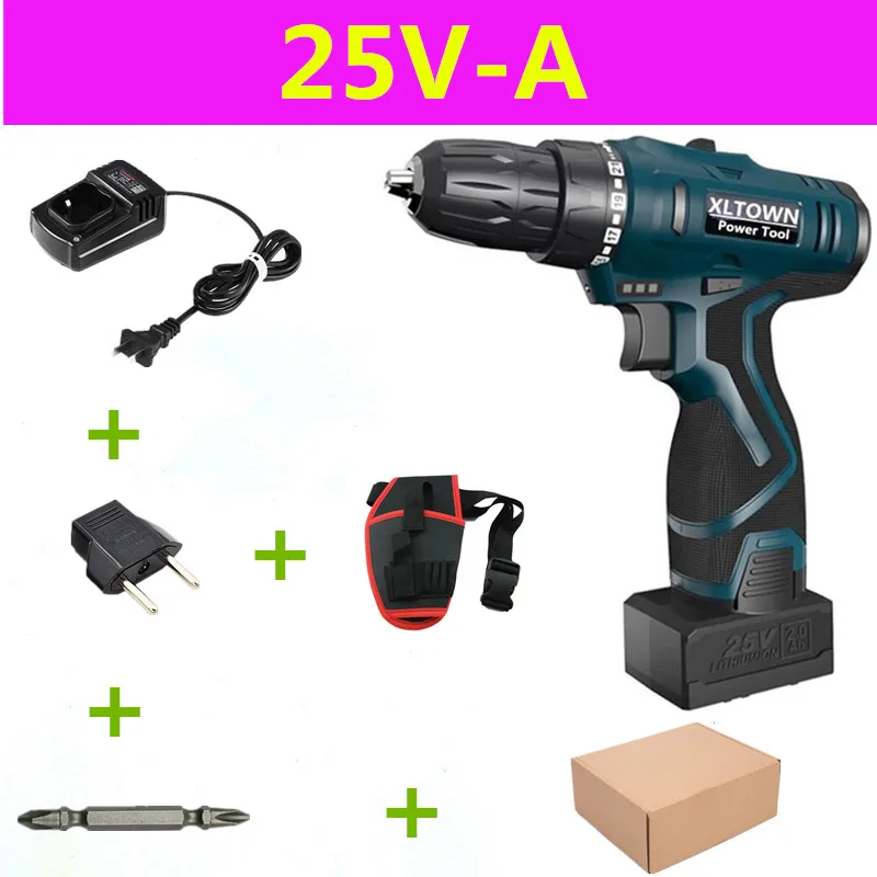 25V A Xltown12/16,8/алюминиевая крышка, 25В мульти-функция литий-ионная аккумуляторная батарея для электрического шуруповерта бытовой электросети Инструменты Мини электрическая дрель - Цвет: 25V A