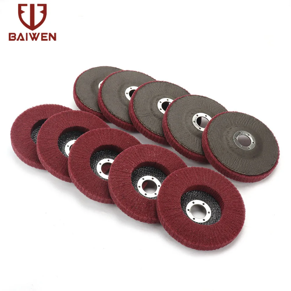 5 zoll Flache Nylon Faser Polieren Rad Klappe Nicht-woven Schleifen Disc 320 Grit Für Winkel Grinder Metall Polieren polieren – Detail 7