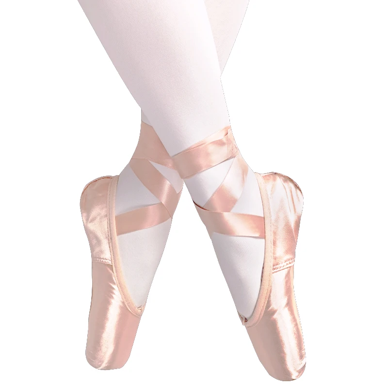 Chaussures de Danse Filles/Femmes Chaussures de Ballet Pointe avec Ruban et Boutons de Pied 