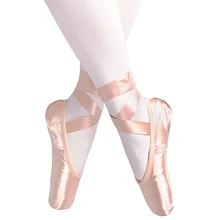 2020 new Adult Kids Ballet Pointe Shoes nude/Black/Red Satin Girls Women Professional Dance Shoes With Ribbons Silicone Toe Pad