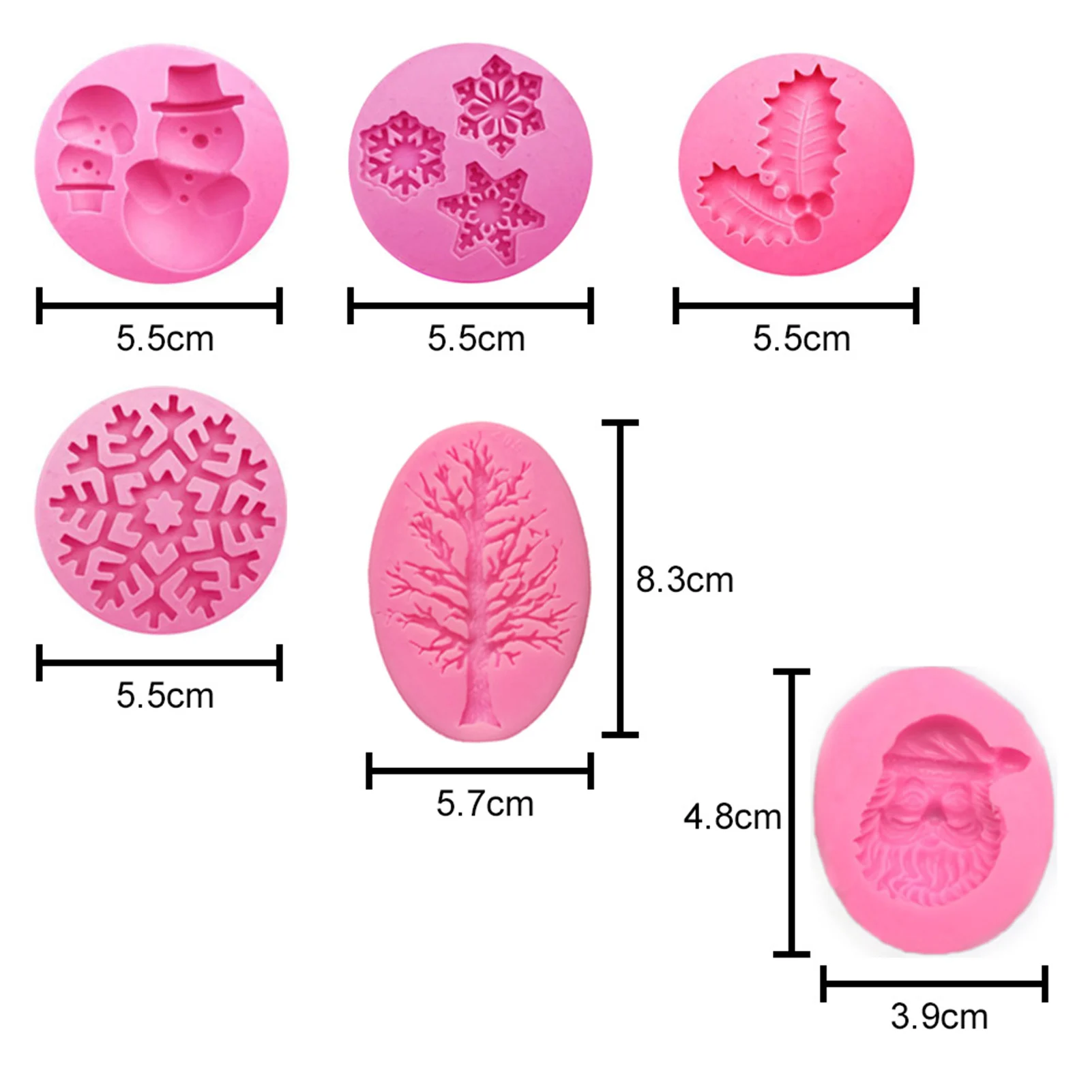 

6PCS DIY Christmas Chocolate Gumpaste Mould Silicone Mold Cupcake Topper Fondant Cake Decorating Setting Plate Tools