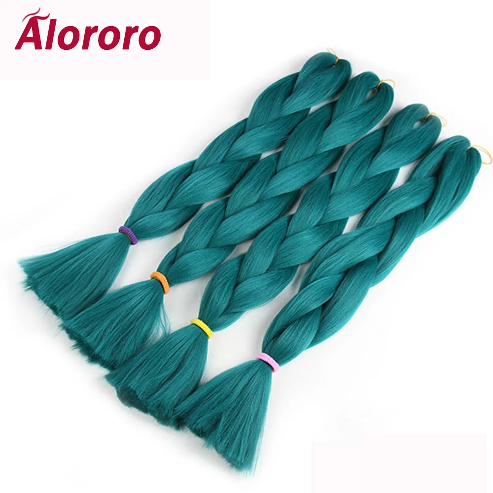 

Alororo Synthetic Hair Jumbo Braids 24"100g Green Pink Pure Color Hair For Braiding Hair Extensions Crochet Hair 5/7/10Pcs